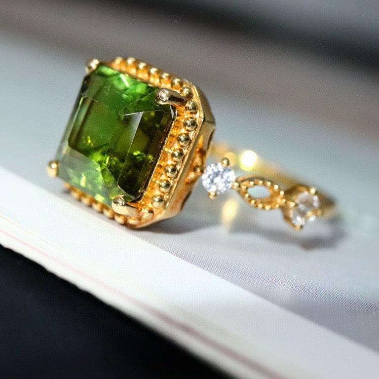 14k Gold 3.86 Ctw Natural Tourmaline & Sapphire Ring - 4