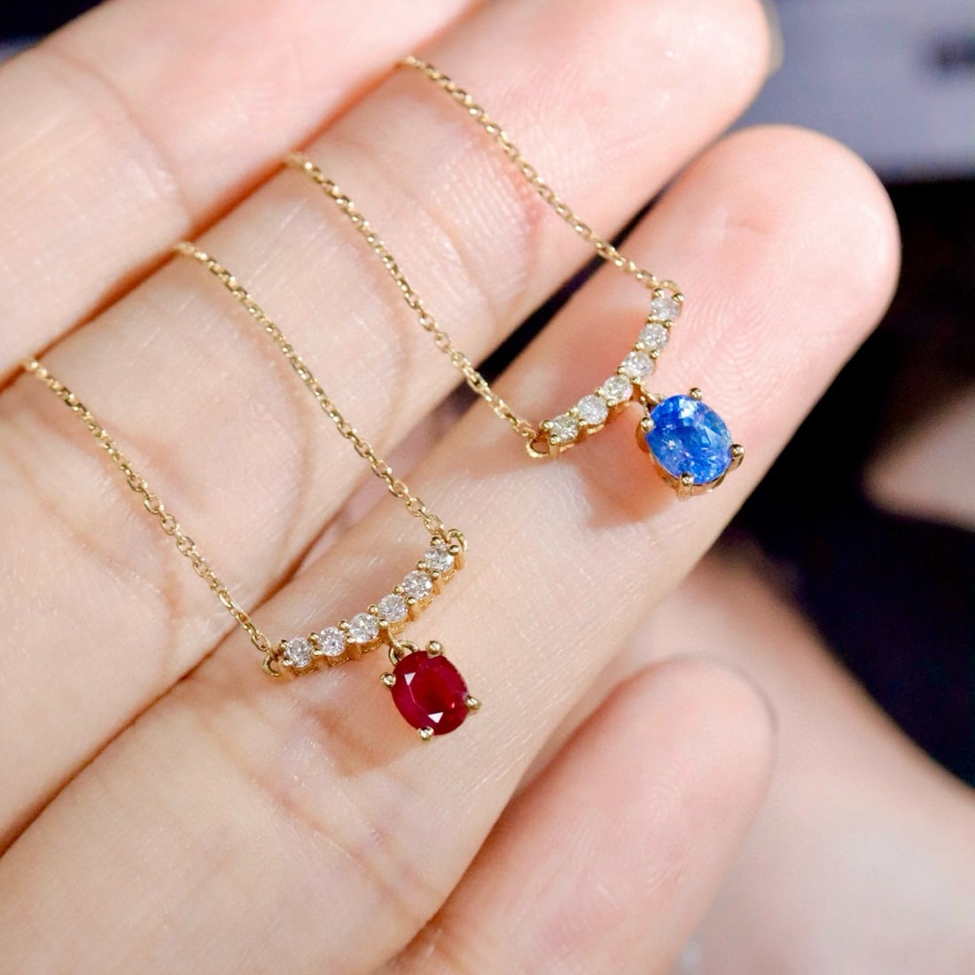 14k Gold 0.59 Ctw Natural Sapphire & Diamond Pendant( Without Chain ) - 4