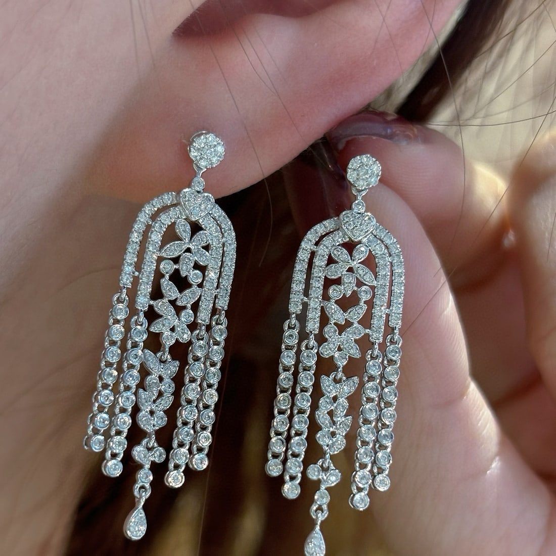 14k Gold 1.1 Ct Natural H Diamond Earrings - 8
