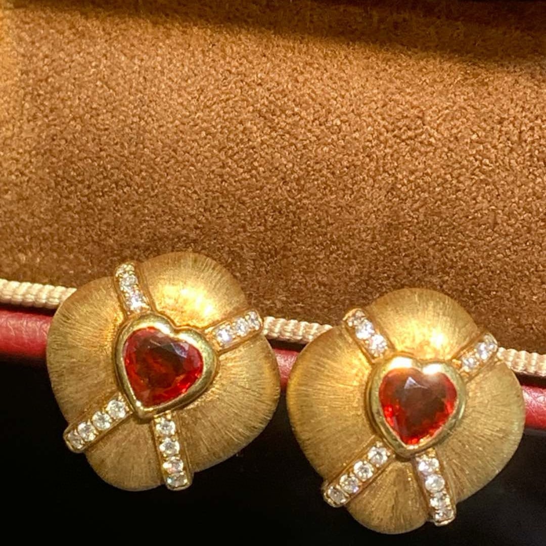 14k Gold 1.29 Ctw Natural Ruby & Diamond Earrings - 2