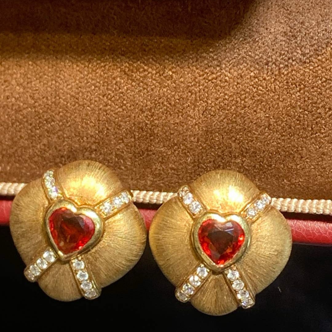 14k Gold 1.29 Ctw Natural Ruby & Diamond Earrings - 5