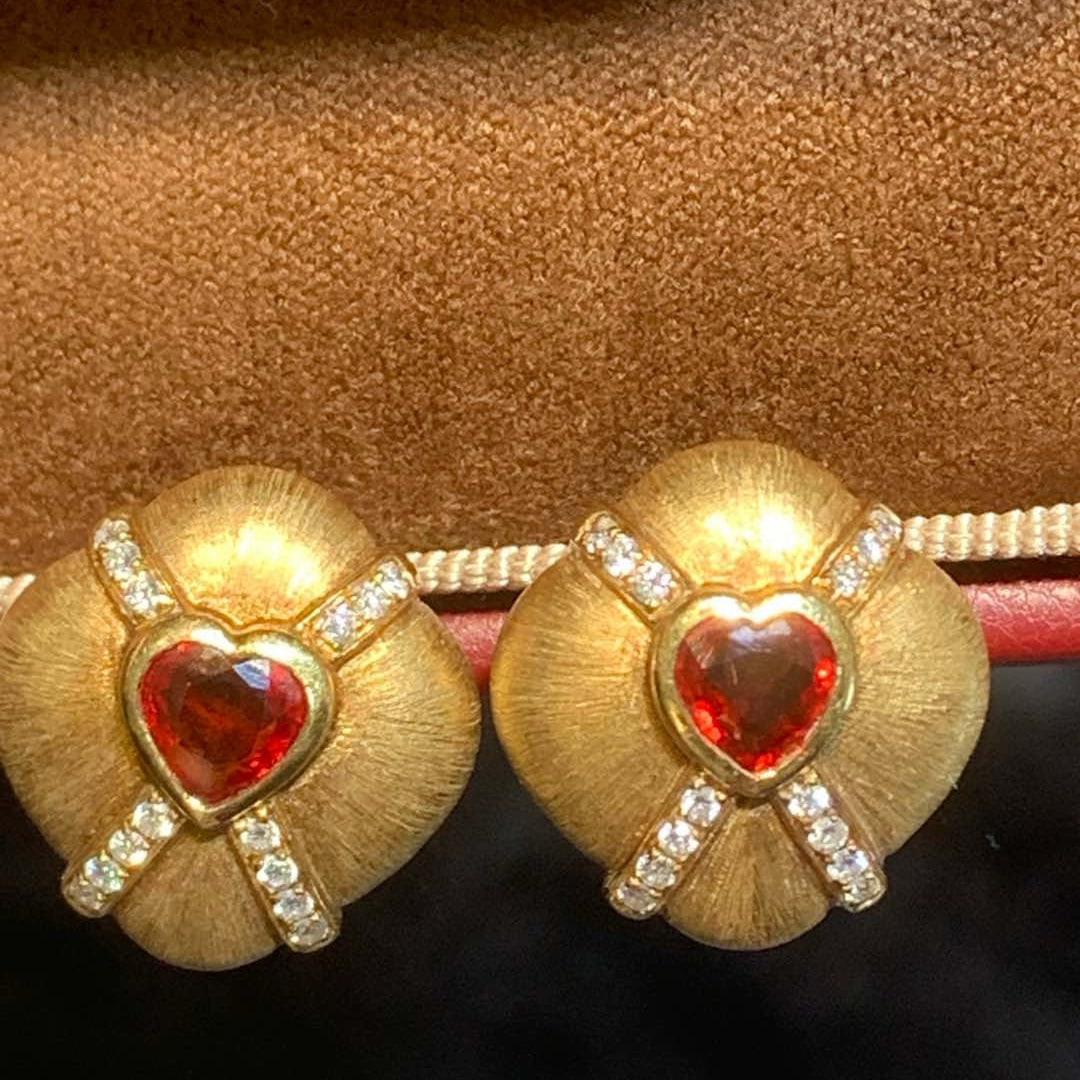 14k Gold 1.29 Ctw Natural Ruby & Diamond Earrings - 6