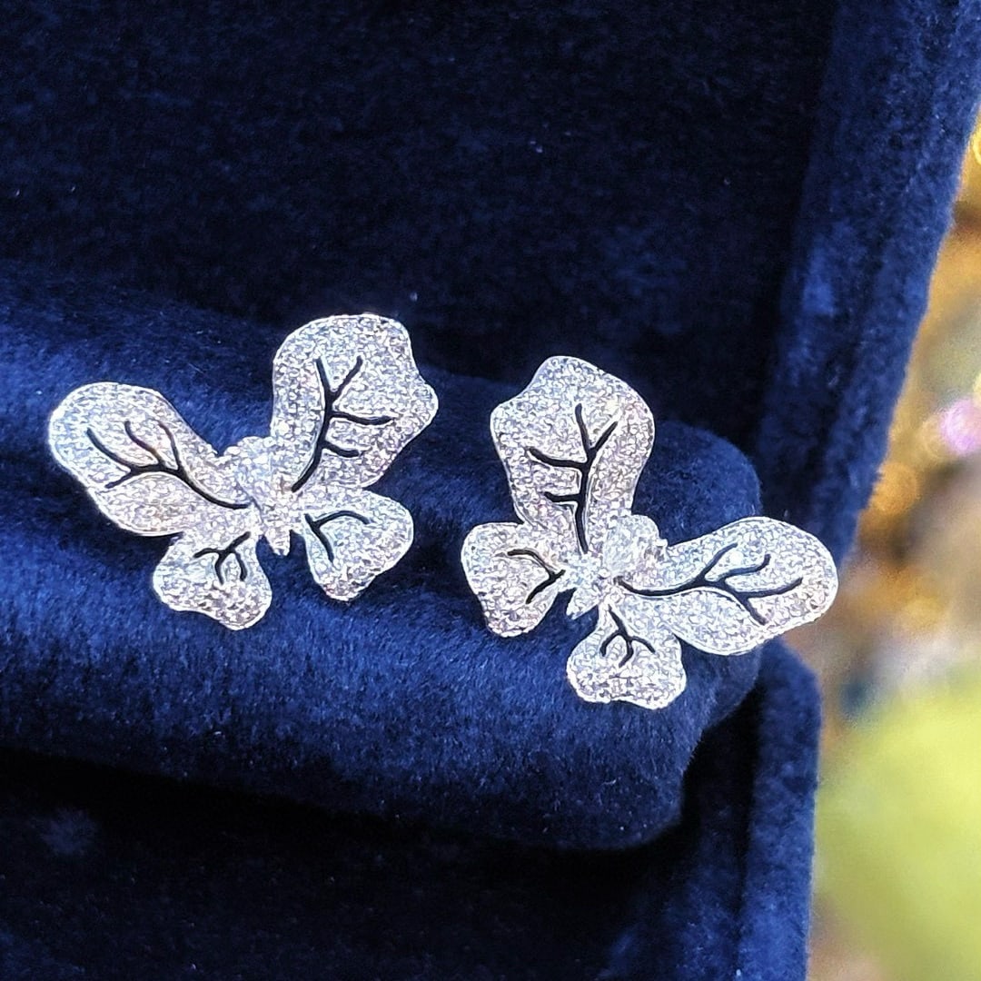 14k Gold 0.70 Ct Natural H Diamond Earrings - 4