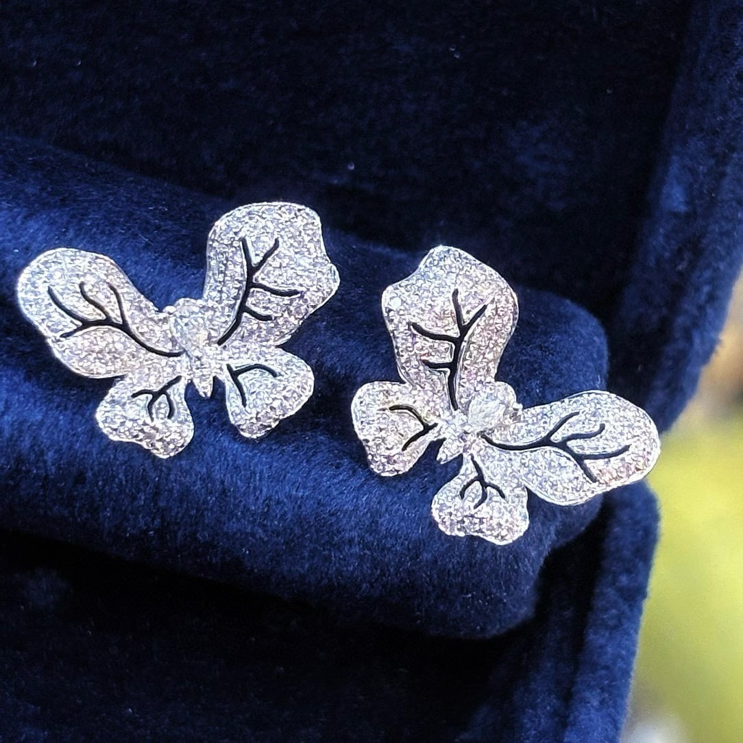 14k Gold 0.70 Ct Natural H Diamond Earrings - 7