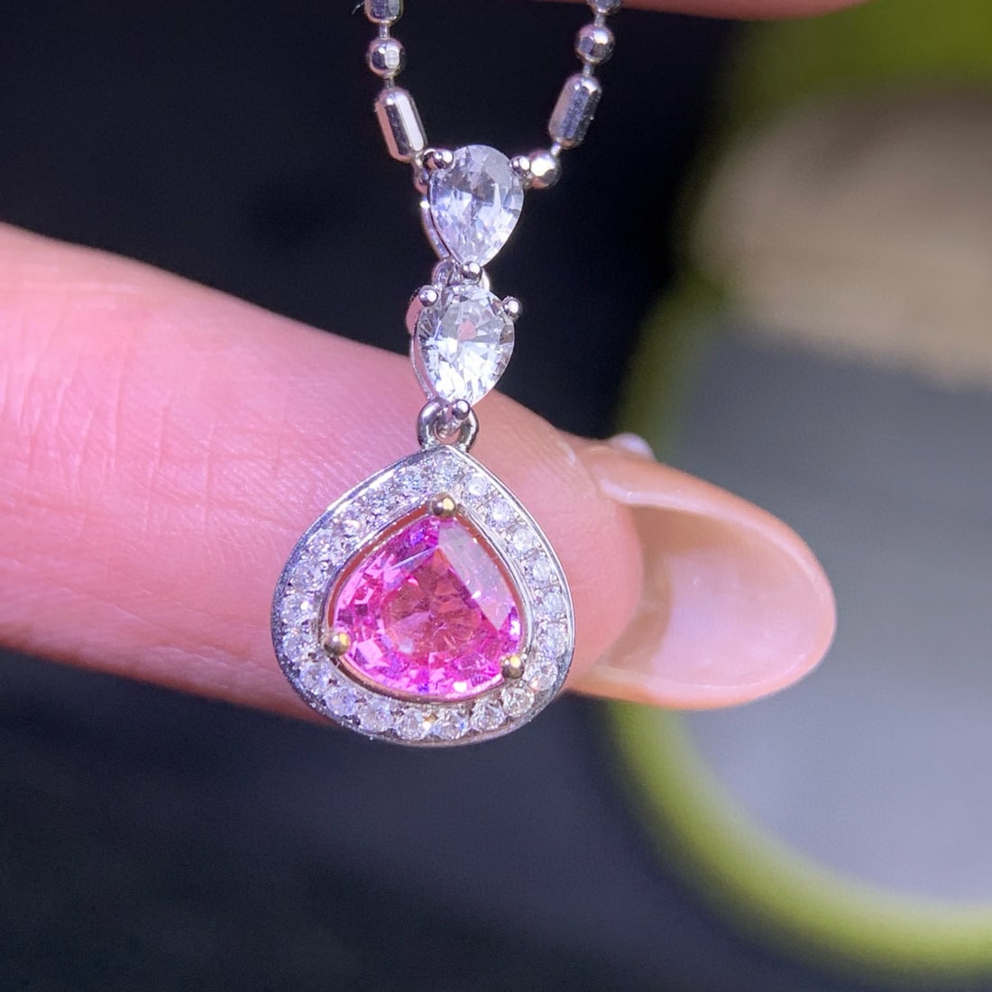 14k Gold 0.915 Ctw Natural Sapphire & Diamond Pendant( Without Chain ) - 2