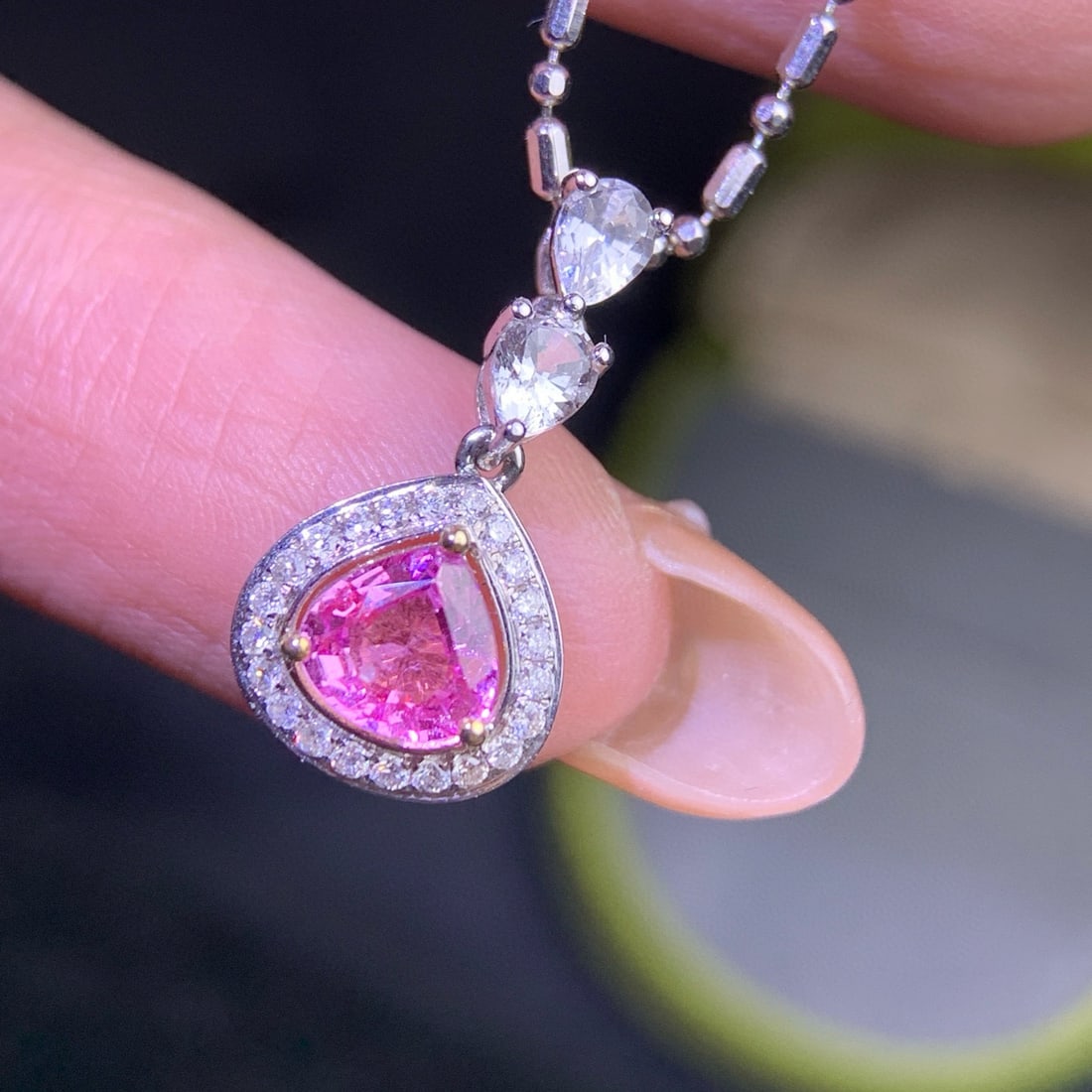 14k Gold 0.915 Ctw Natural Sapphire & Diamond Pendant( Without Chain ) - 4