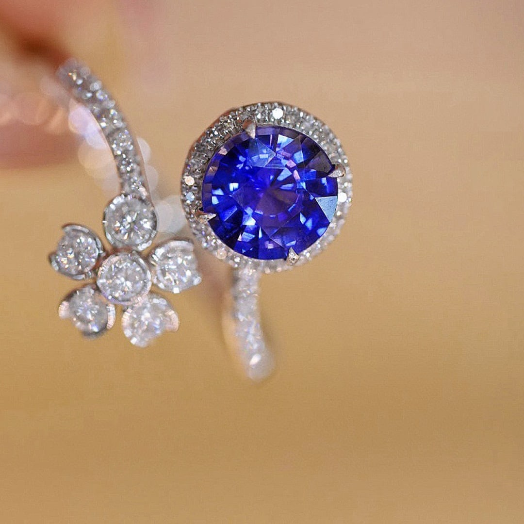 14k Gold 1.26 Ct Natural Sapphire & Diamond Ring - 2