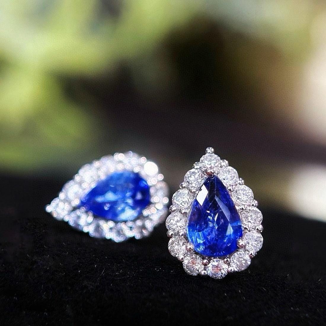 14k Gold 1 Ct Natural Sapphire & Diamond Earrings - 7