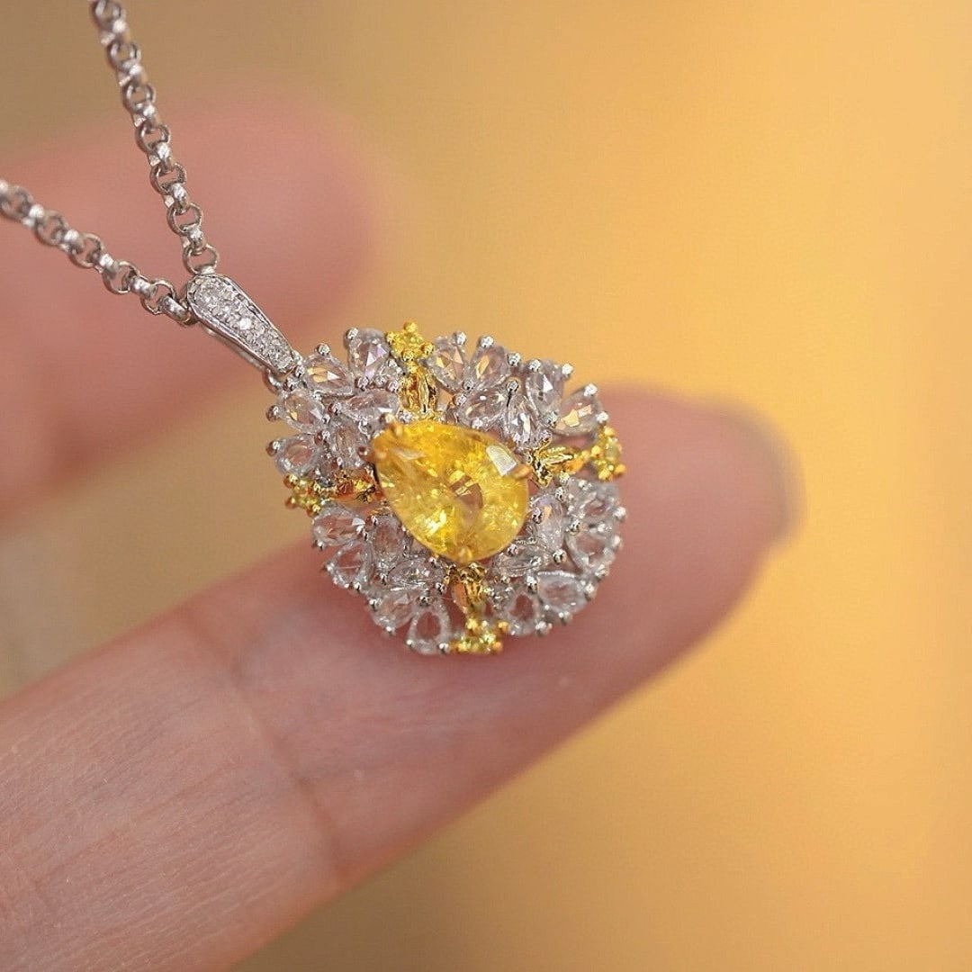 14k Gold 0.92 Ct Natural Sapphire & Diamond Pendant( Without Chain ) - 6