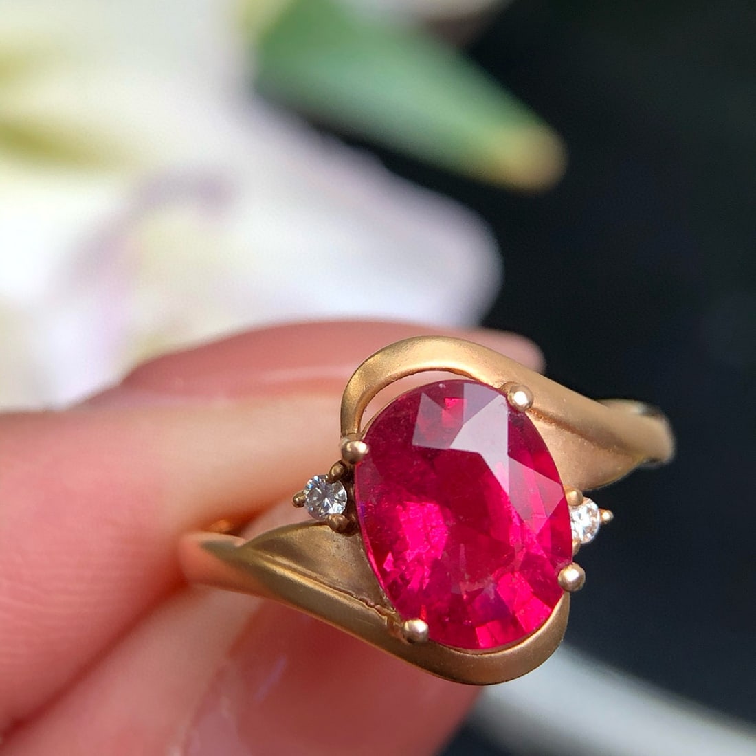 14k Gold 2.46 Ct Natural Tourmaline & Diamond Ring - 2