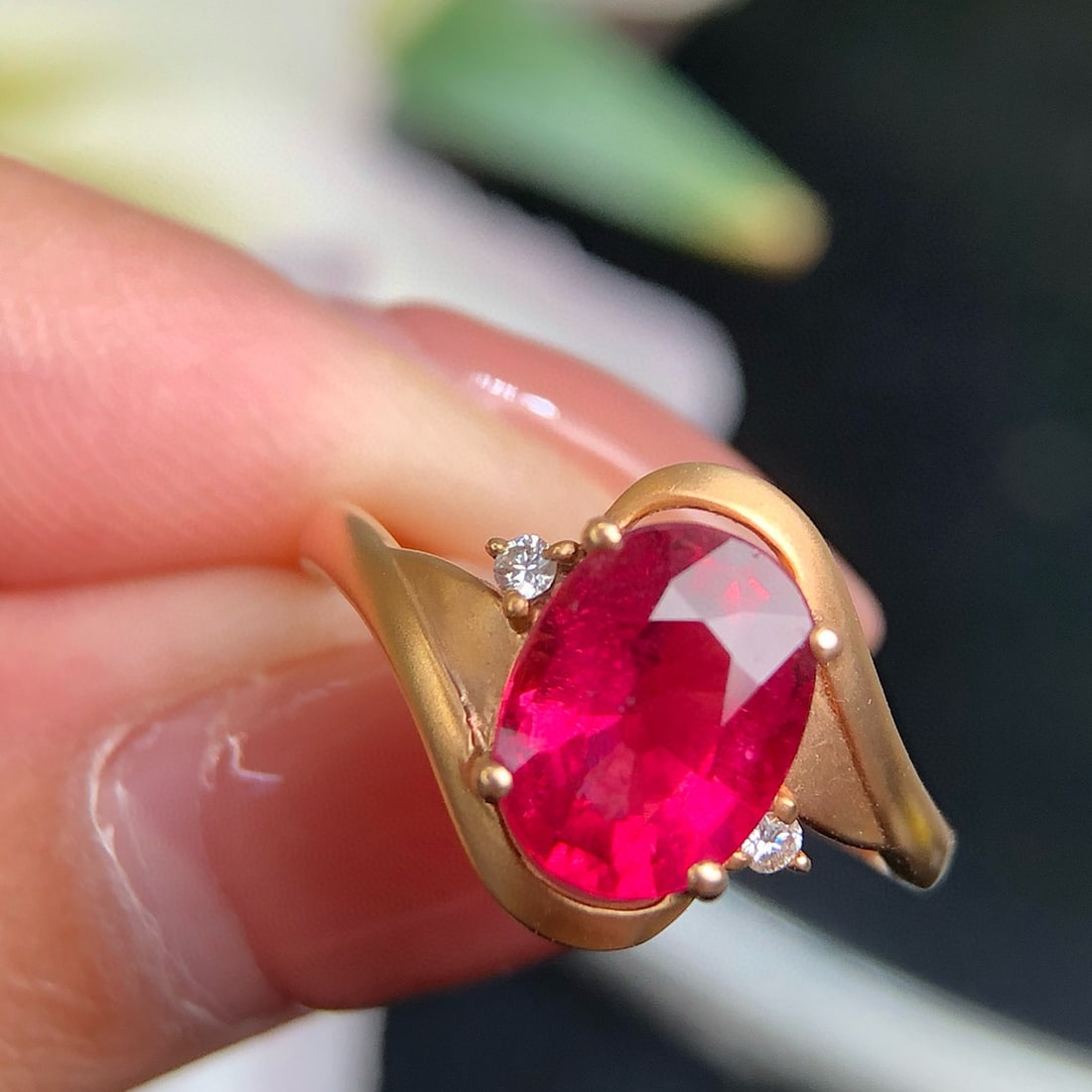 14k Gold 2.46 Ct Natural Tourmaline & Diamond Ring - 3