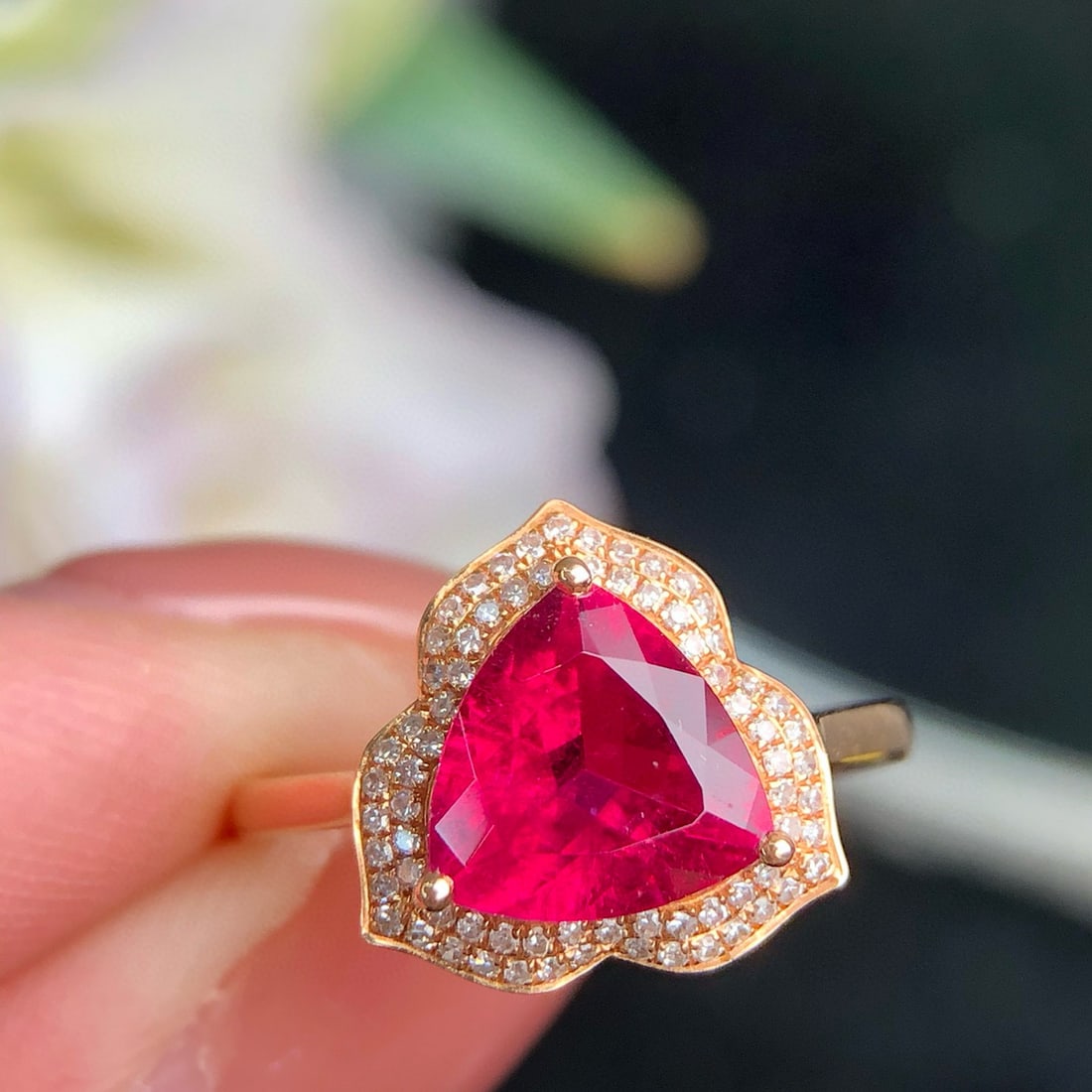 14k Gold 1.8 Ct Natural Tourmaline & Diamond Ring - 2