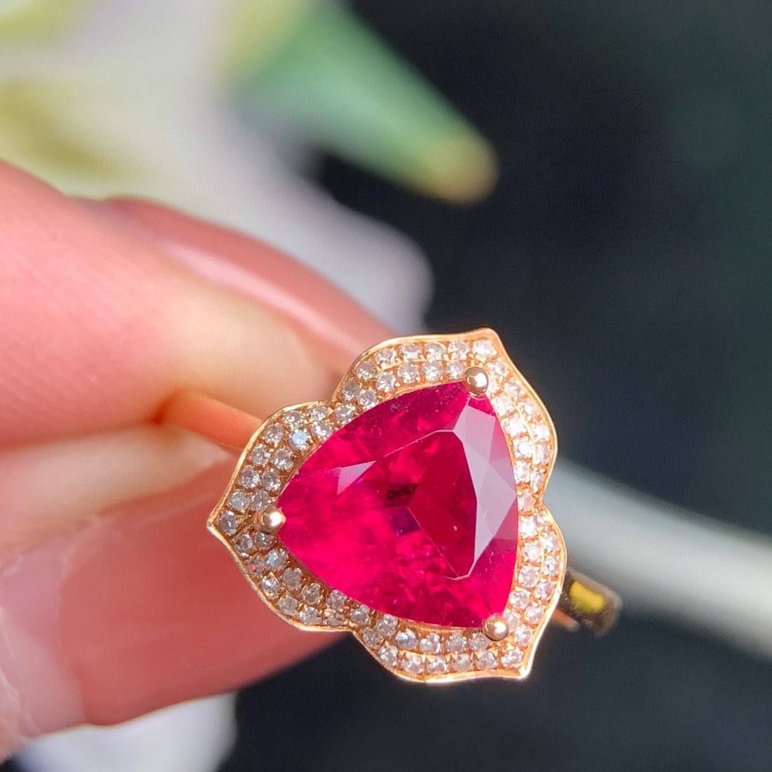 14k Gold 1.8 Ct Natural Tourmaline & Diamond Ring - 3