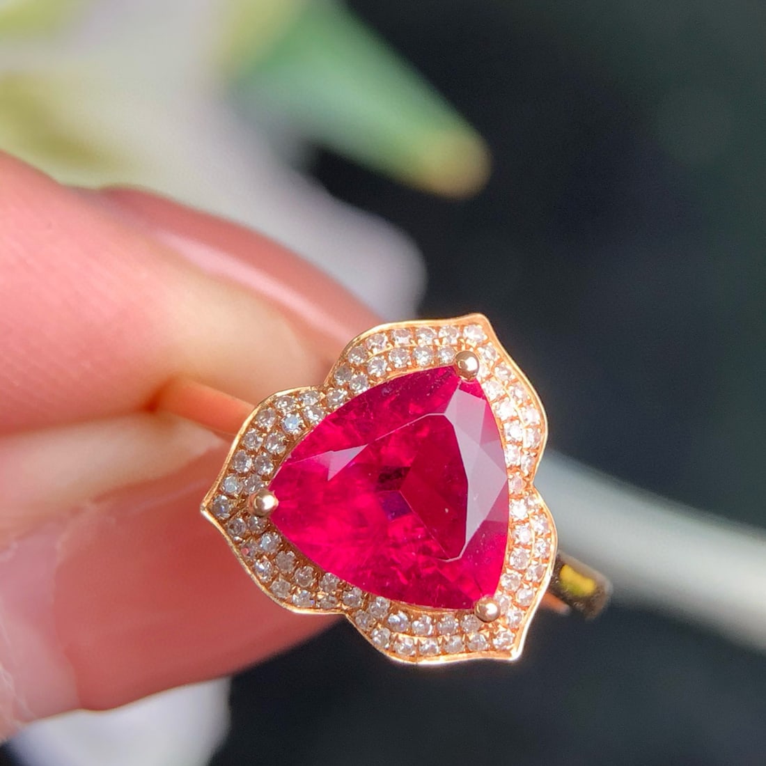 14k Gold 1.8 Ct Natural Tourmaline & Diamond Ring - 4