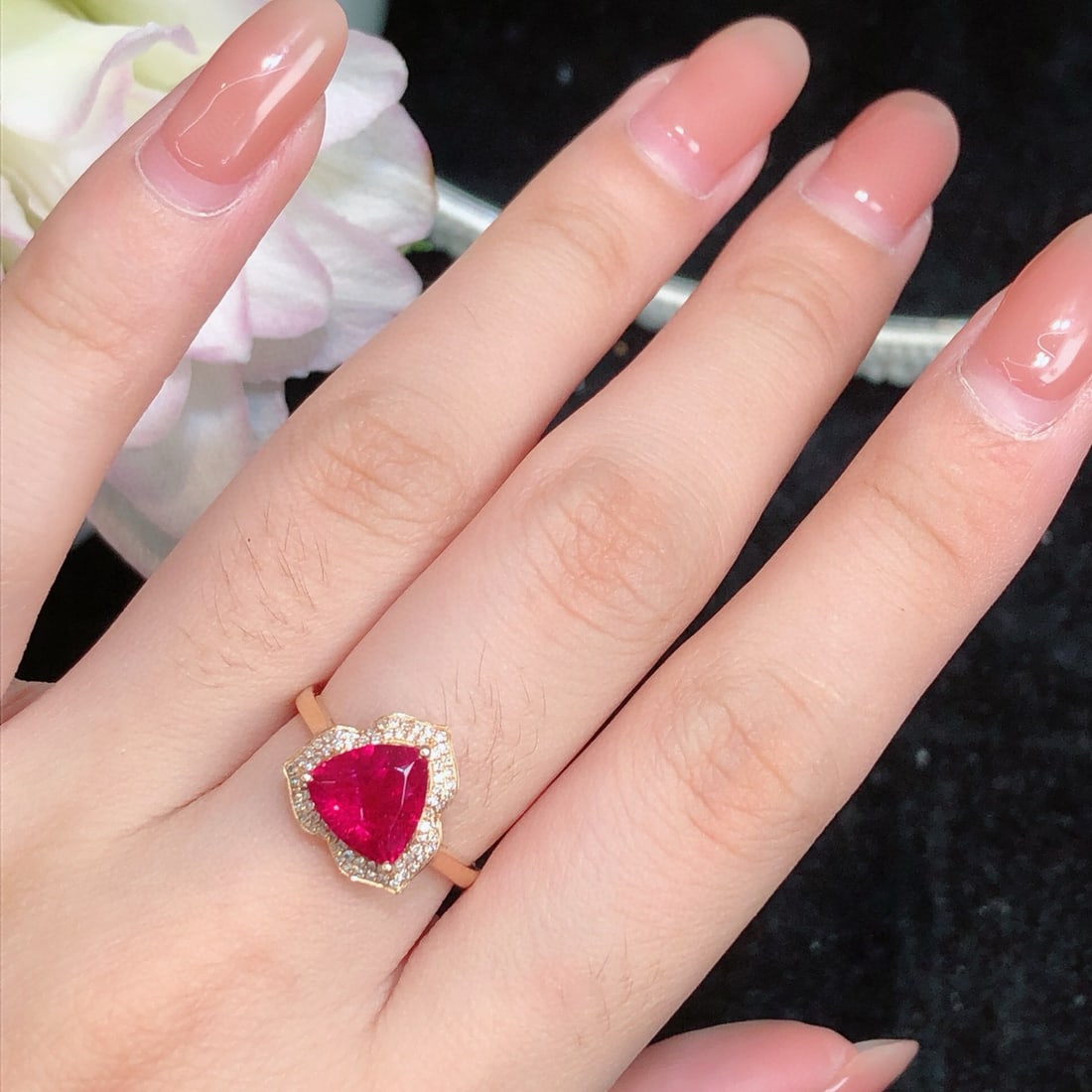 14k Gold 1.8 Ct Natural Tourmaline & Diamond Ring - 5