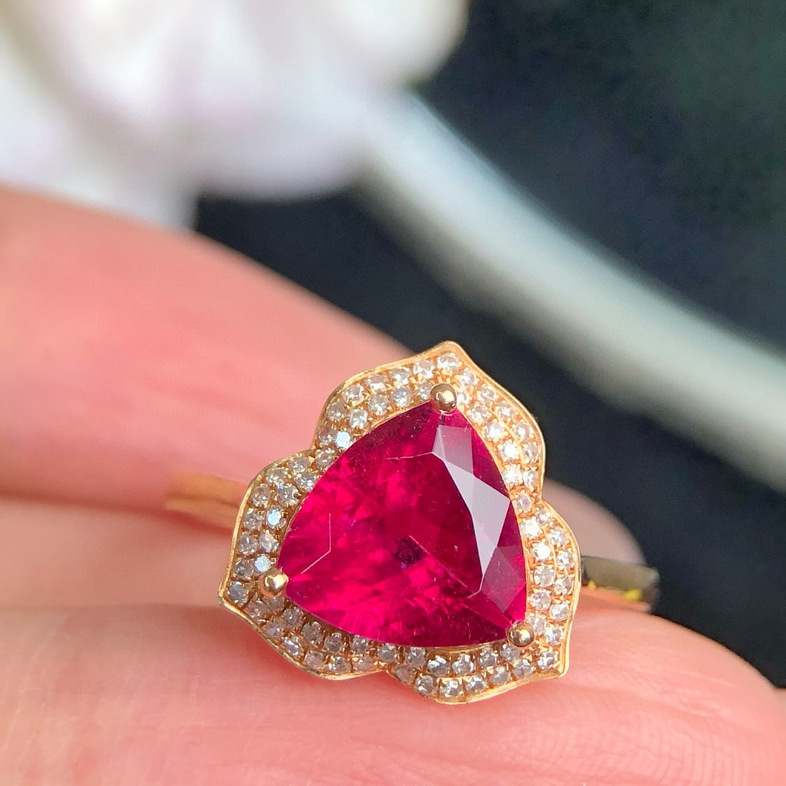14k Gold 1.8 Ct Natural Tourmaline & Diamond Ring - 6