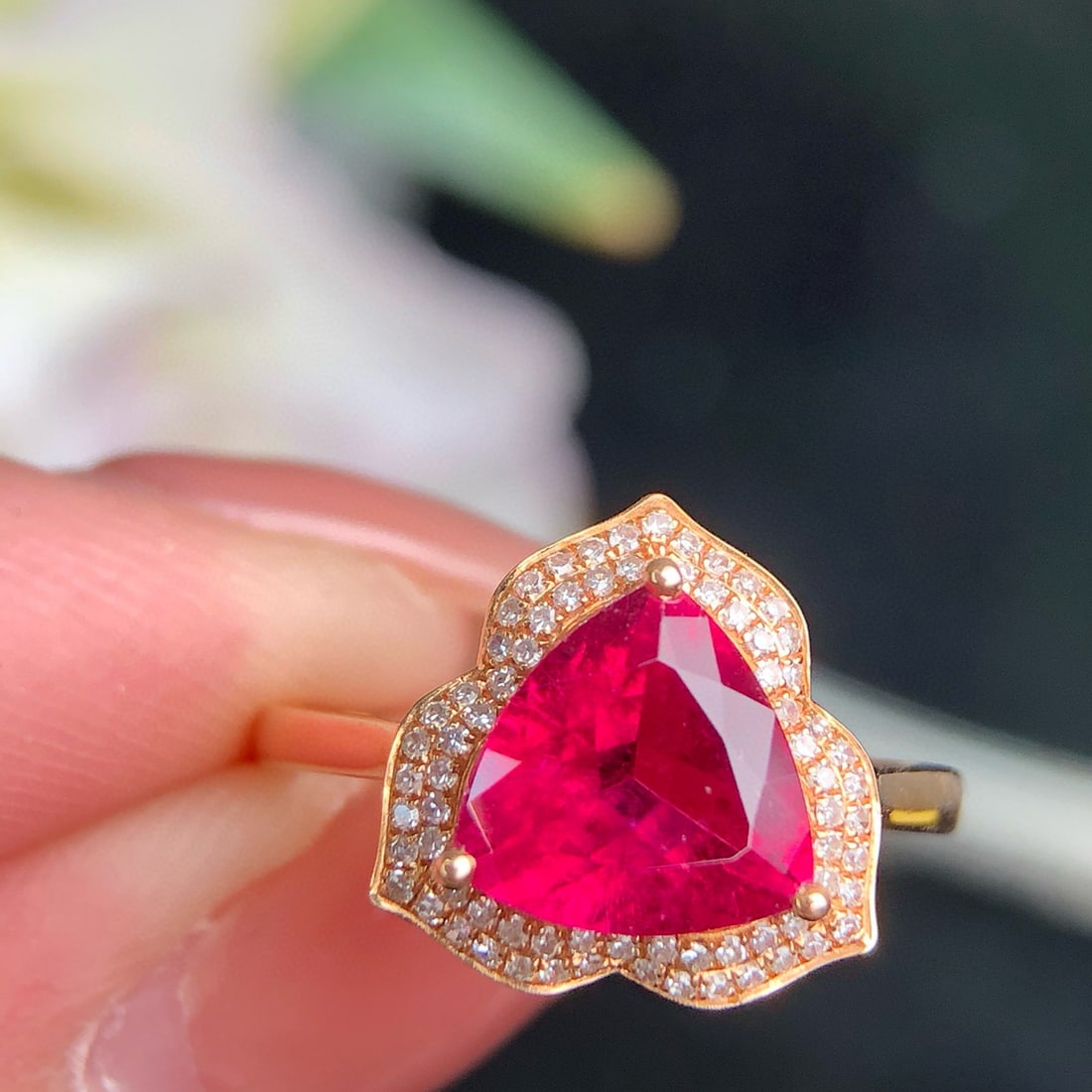 14k Gold 1.8 Ct Natural Tourmaline & Diamond Ring - 7