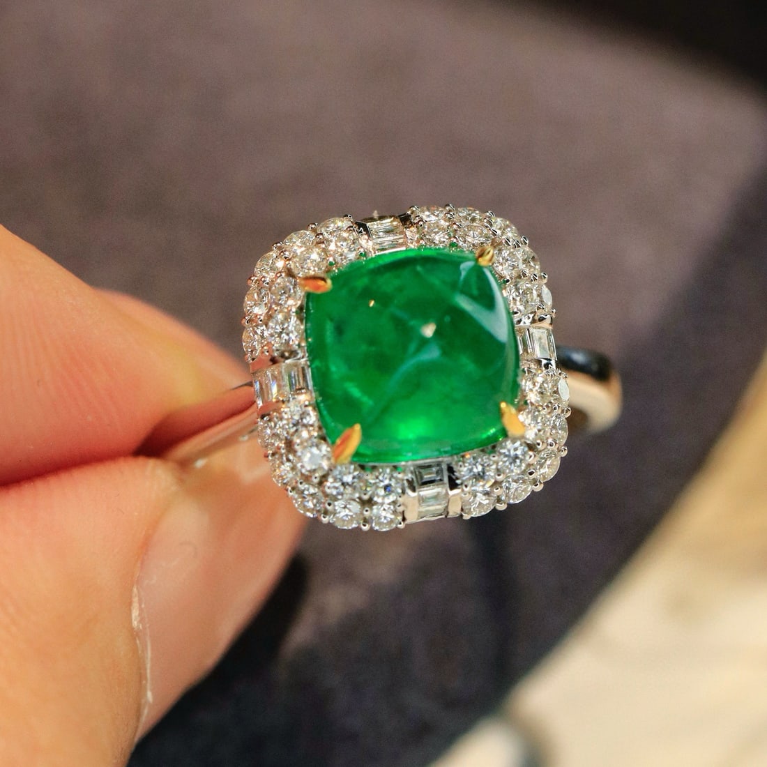 14k Gold 2.82 Ctw Natural Emerald & Diamond Ring - 5