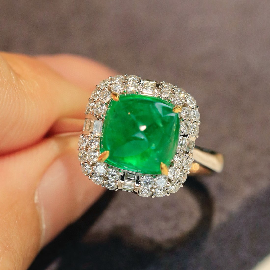 14k Gold 2.82 Ctw Natural Emerald & Diamond Ring - 7