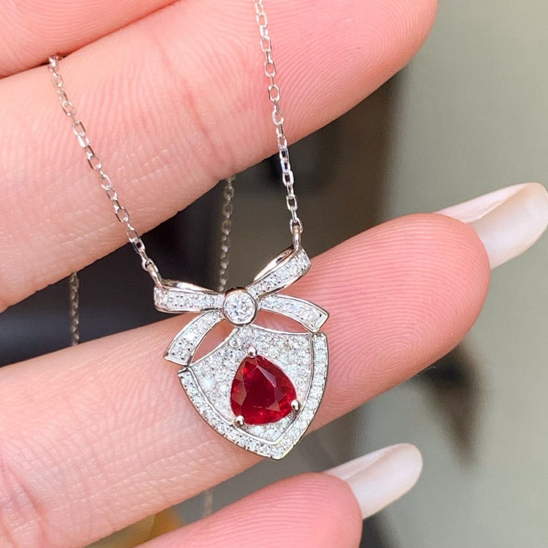 14k Gold 1.12 Ctw Natural Ruby & Diamond Pendant( Without Chain ) - 5