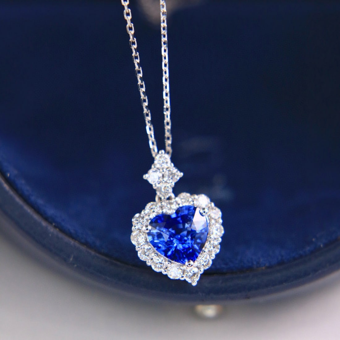 14k Gold 1.54 Ctw Natural Sapphire & Diamond Pendant( Without Chain ) - 2