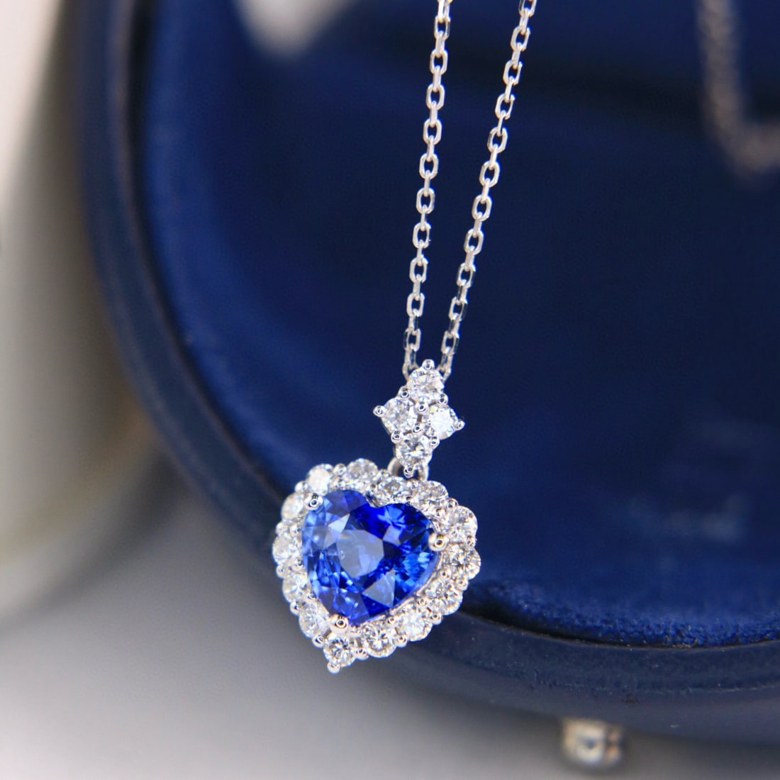 14k Gold 1.54 Ctw Natural Sapphire & Diamond Pendant( Without Chain ) - 3