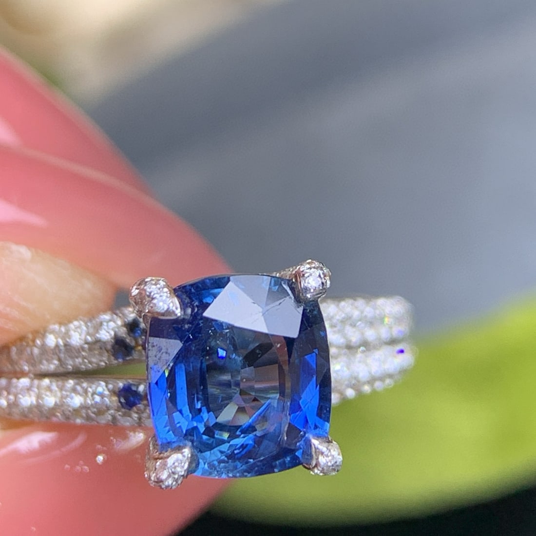 14k Gold 2.80 Ctw Natural Sapphire & Diamond Ring - 3