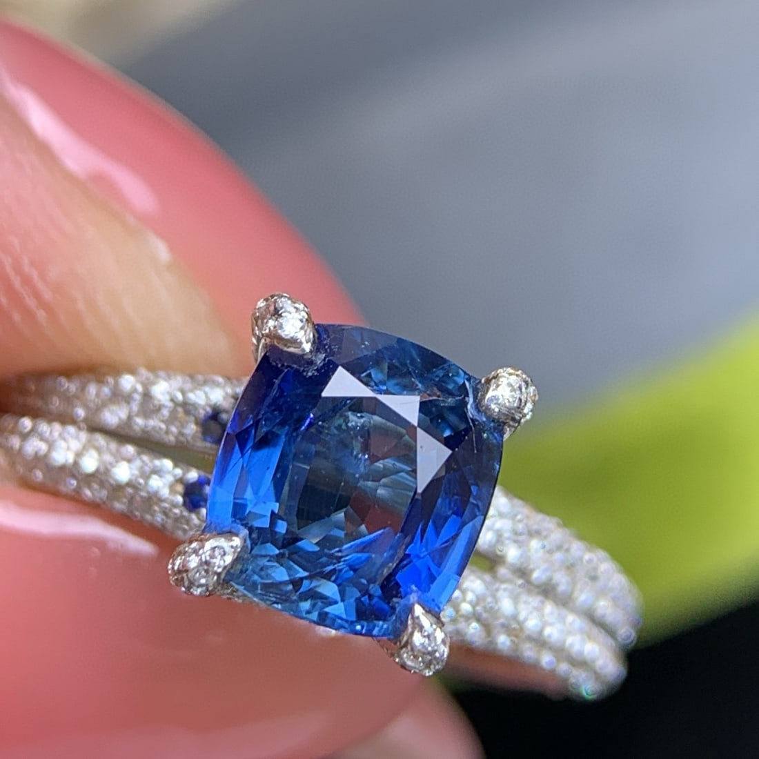 14k Gold 2.80 Ctw Natural Sapphire & Diamond Ring - 7
