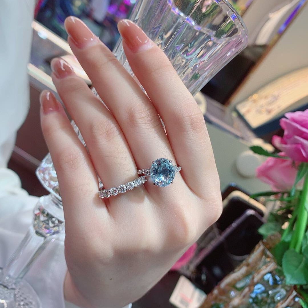 14k Gold 3.83 Ctw Natural Aquamarine & Diamond Ring - 5