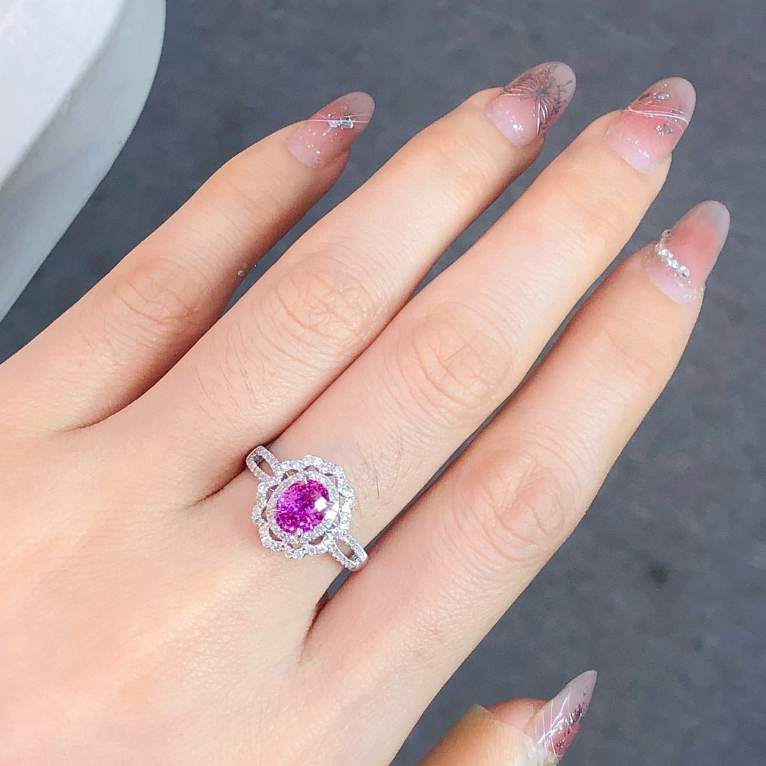 14k Gold 1.76 Ctw Natural Padparadscha Sapphire & Sapphire Ring - 3