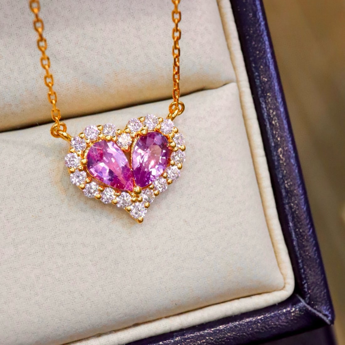 14k Gold 1.23 Ctw Natural Sapphire & Diamond Pendant( Without Chain ) - 2