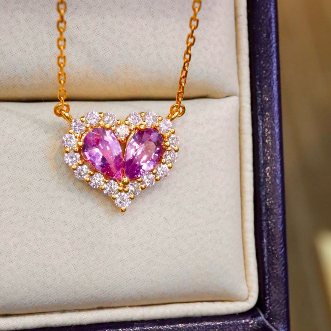 14k Gold 1.23 Ctw Natural Sapphire & Diamond Pendant( Without Chain ) - 5