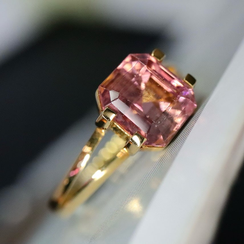 14k Gold 2.63 Ct Natural Tourmaline & Diamond Ring - 2