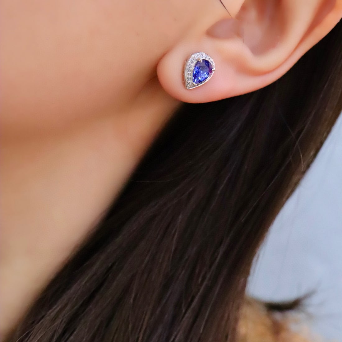14k Gold 2.16 Ctw Natural Sapphire & Diamond Earrings - 6