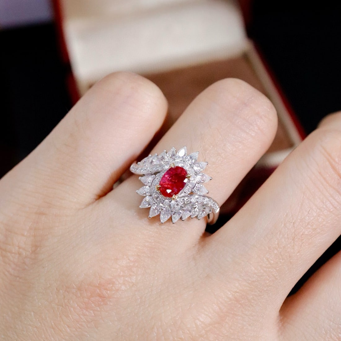 14k Gold 1.08 Ctw Natural Ruby & Diamond Ring - 3