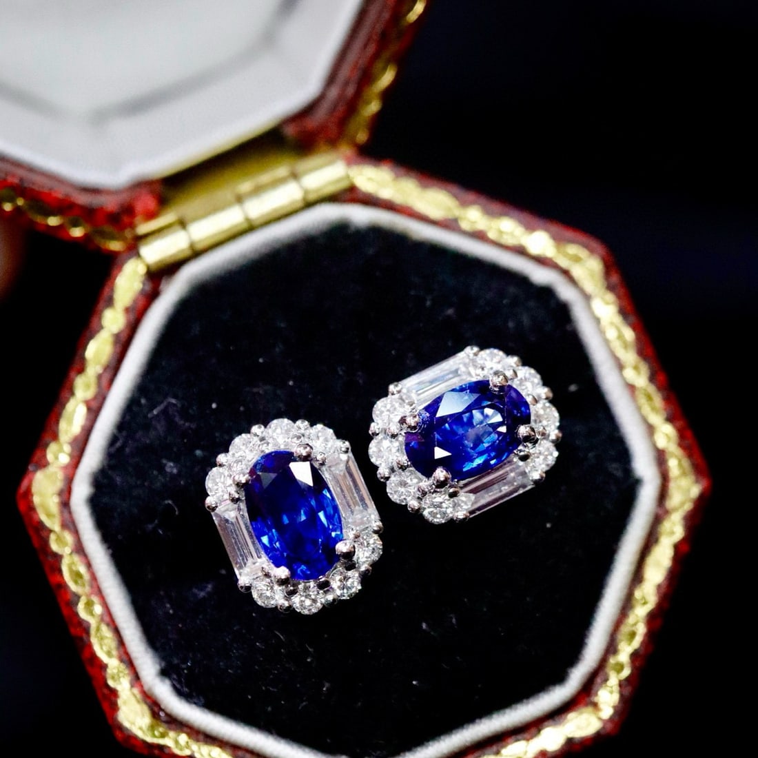 14k Gold 1.29 Ctw Natural Sapphire & Diamond Earrings - 2