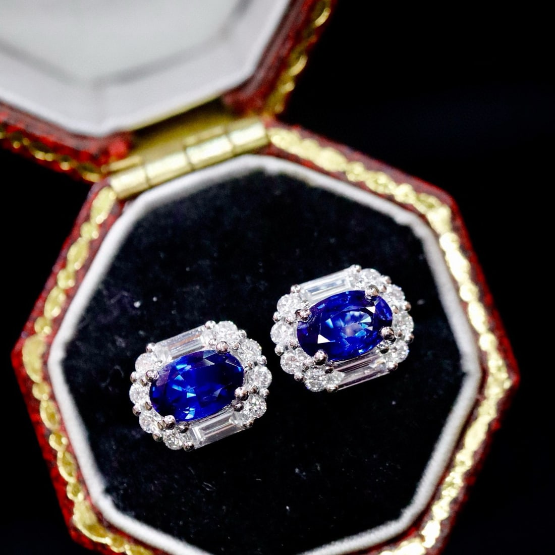 14k Gold 1.29 Ctw Natural Sapphire & Diamond Earrings - 3