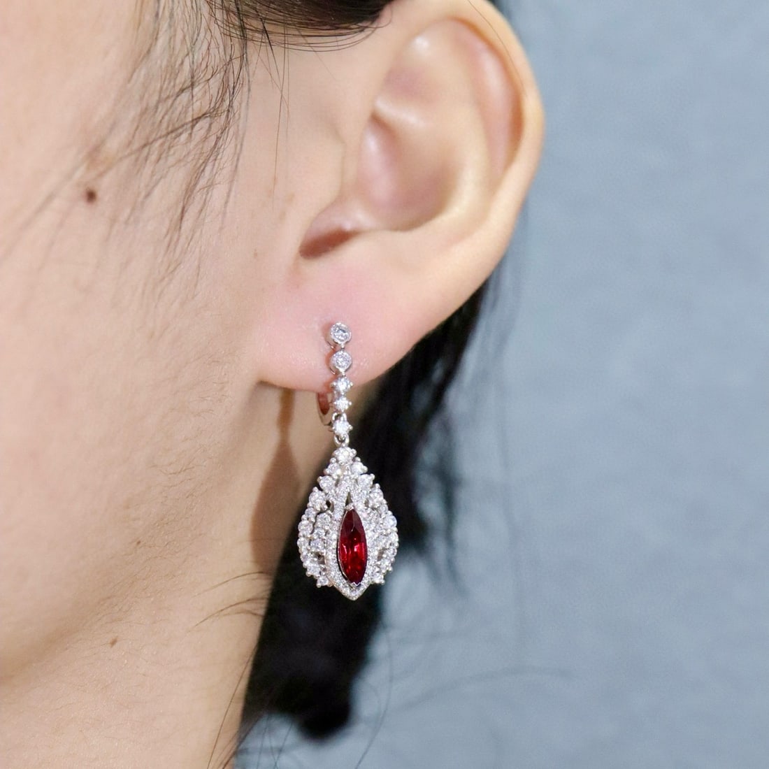 14k Gold 2.28 Ctw Natural Ruby & Diamond Earrings - 3