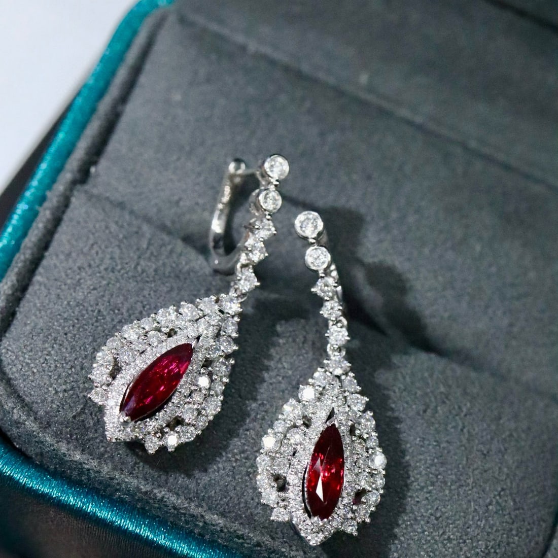 14k Gold 2.28 Ctw Natural Ruby & Diamond Earrings - 5