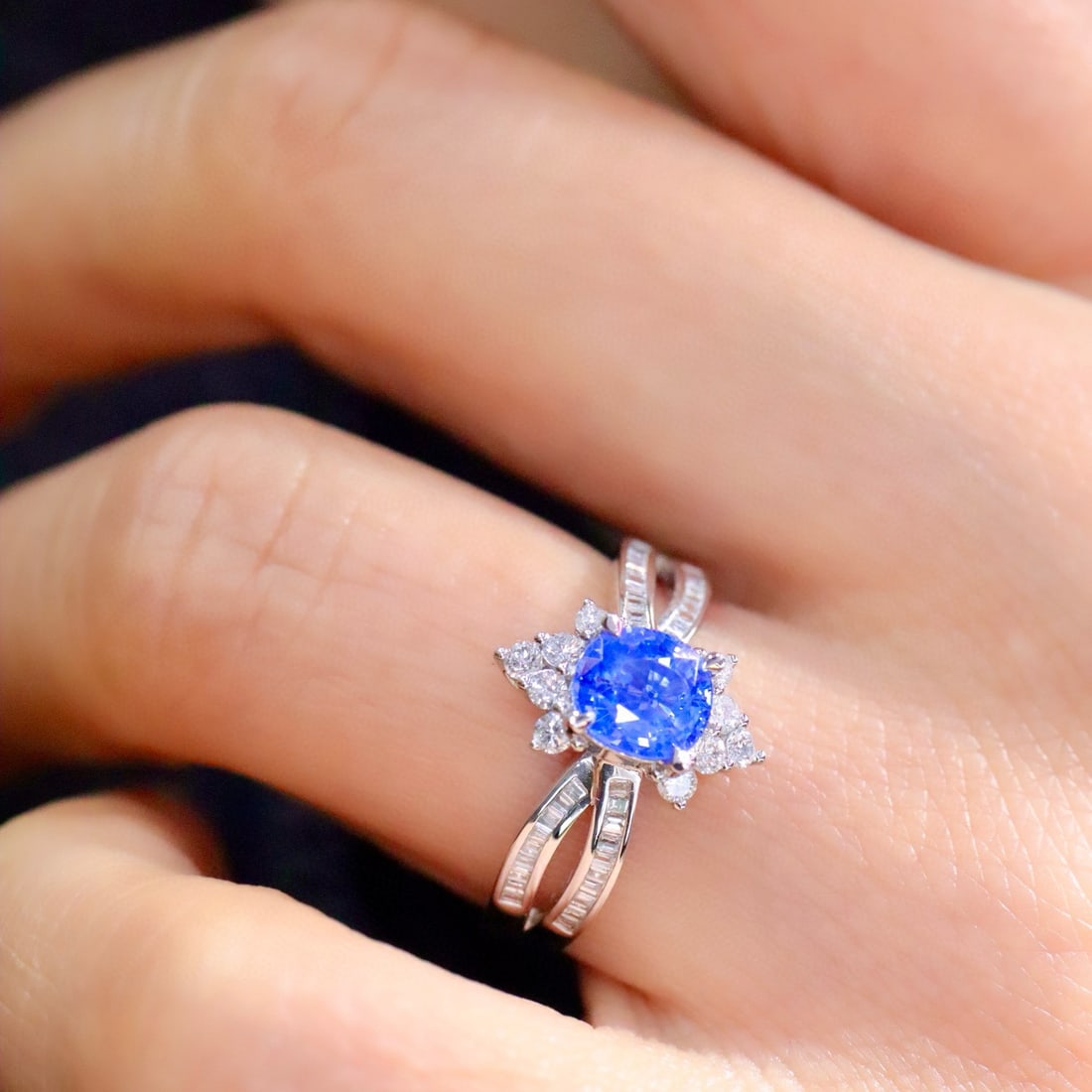 14k Gold 1.53 Ctw Natural Sapphire & Diamond Ring - 6