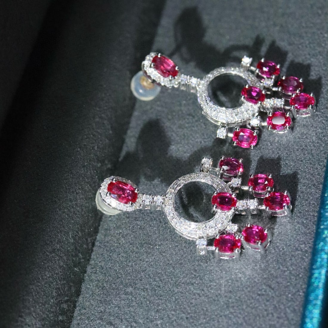 14k Gold 3.11 Ctw Natural Ruby & Diamond Earrings - 2