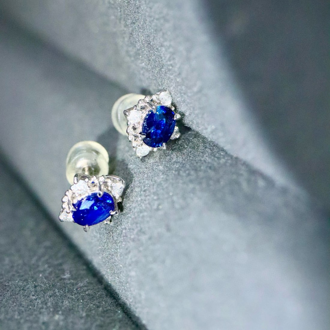14k Gold 1.11 Ctw Natural Sapphire & Diamond Earrings - 5