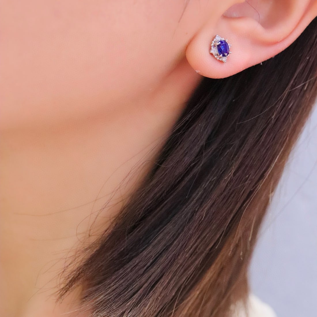 14k Gold 1.11 Ctw Natural Sapphire & Diamond Earrings - 6