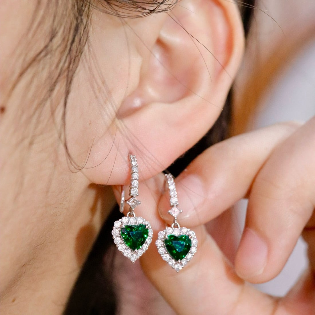 14k Gold 3.10 Ctw Natural Tsavorite & Diamond Earrings - 2