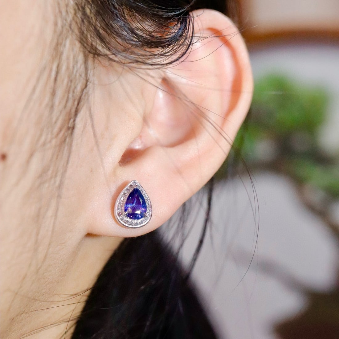 14k Gold 2.16 Ctw Natural Sapphire & Diamond Earrings - 5