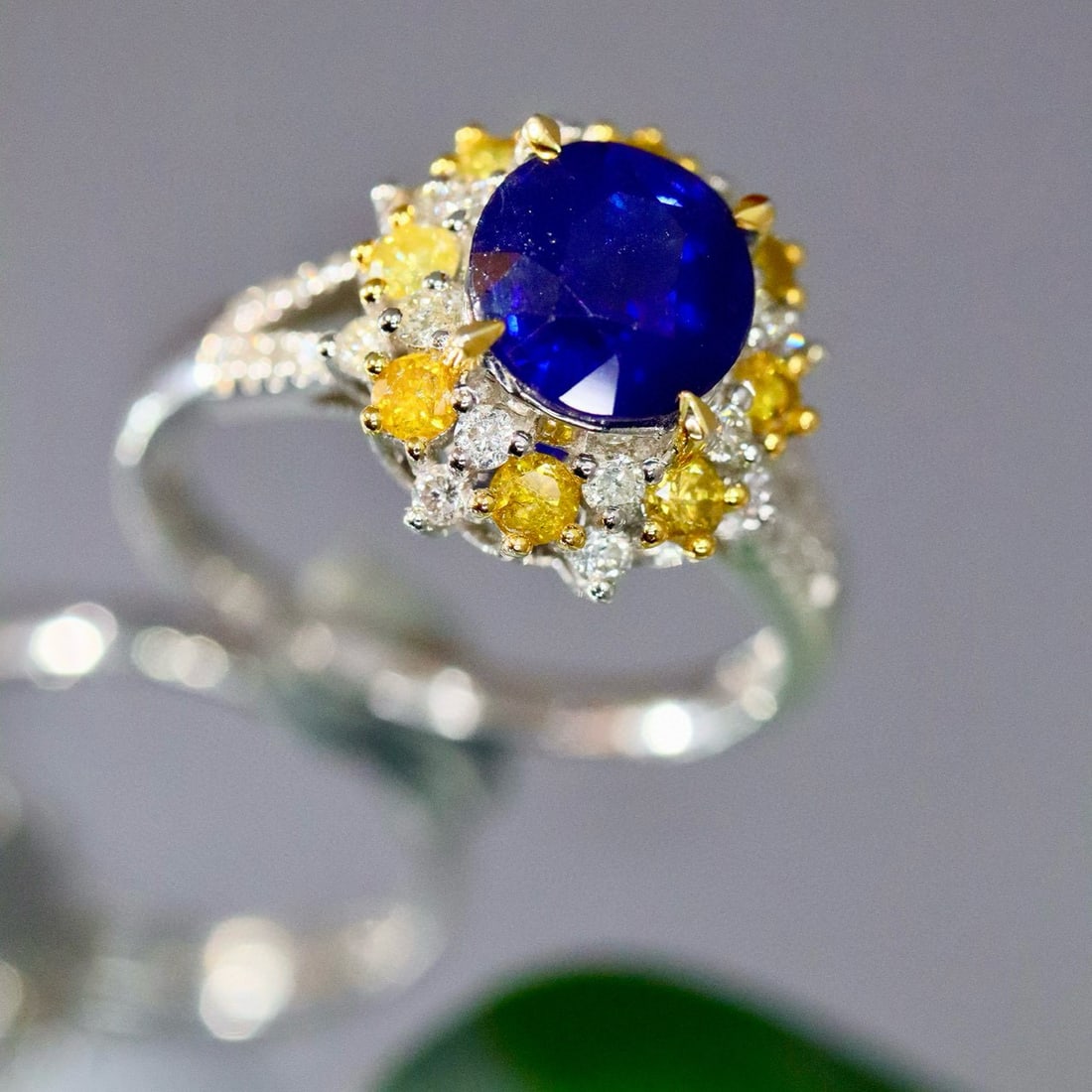 14k Gold 2.12 Ctw Natural Sapphire & Diamond Ring - 2