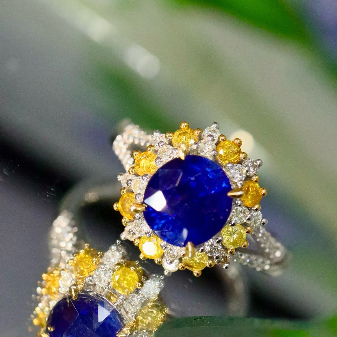 14k Gold 2.12 Ctw Natural Sapphire & Diamond Ring - 4