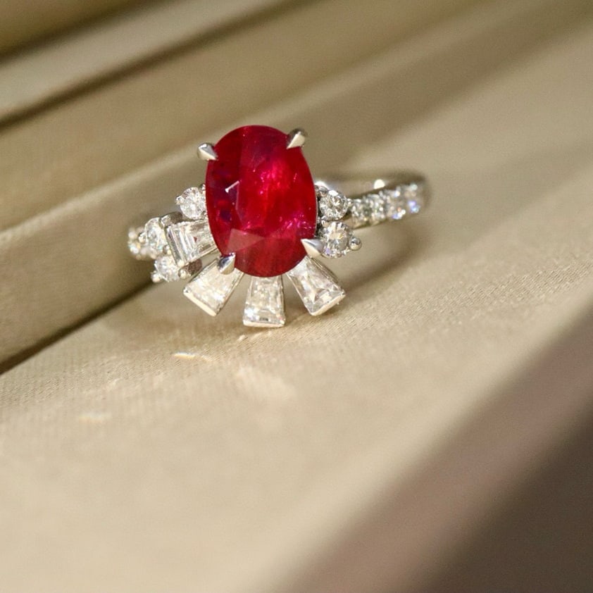 14k Gold 2.59 Ctw Natural Ruby & Diamond Ring - 6