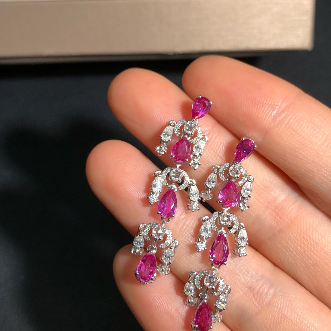 14k Gold 3.41 Ctw Natural Ruby & Diamond Earrings - 3