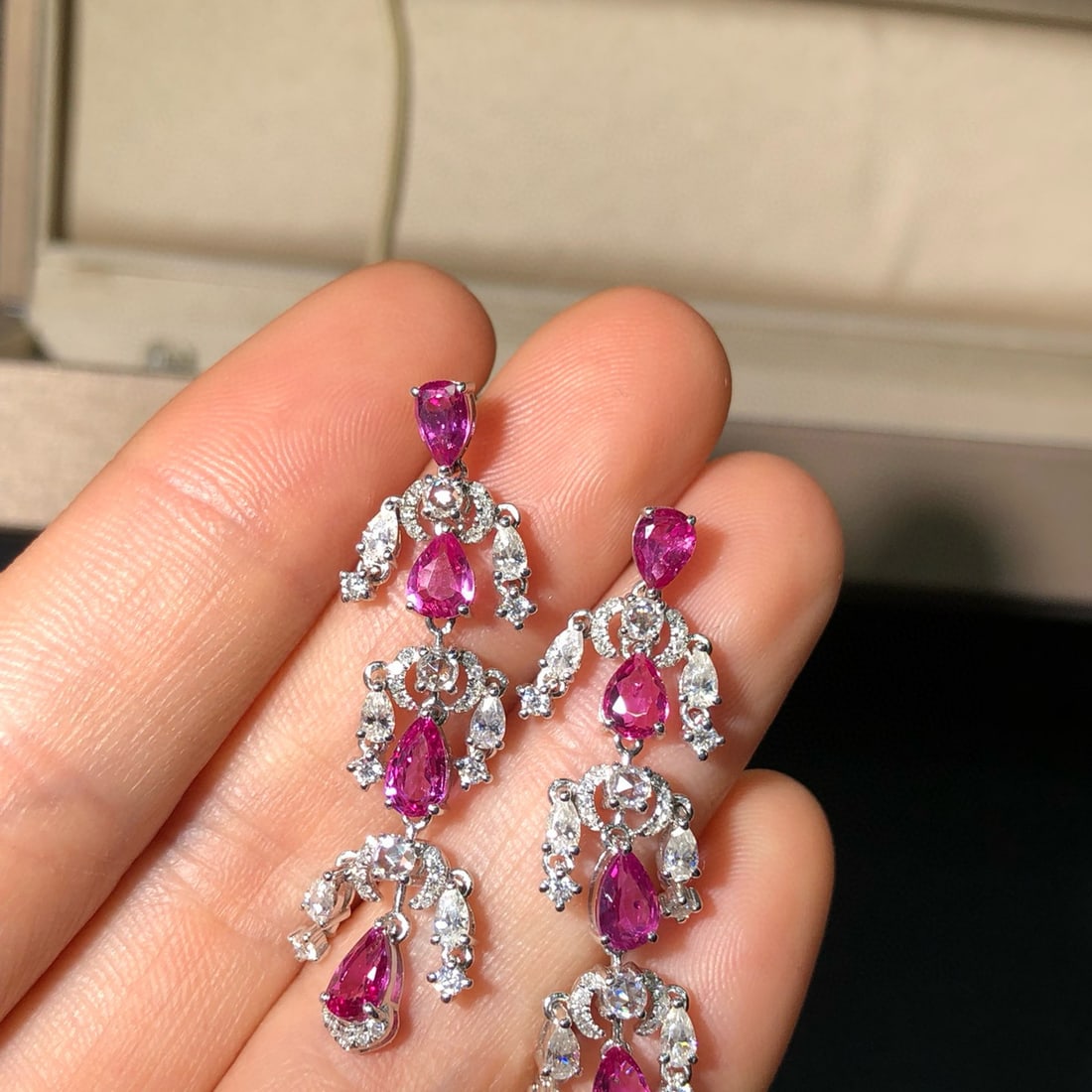 14k Gold 3.41 Ctw Natural Ruby & Diamond Earrings - 4